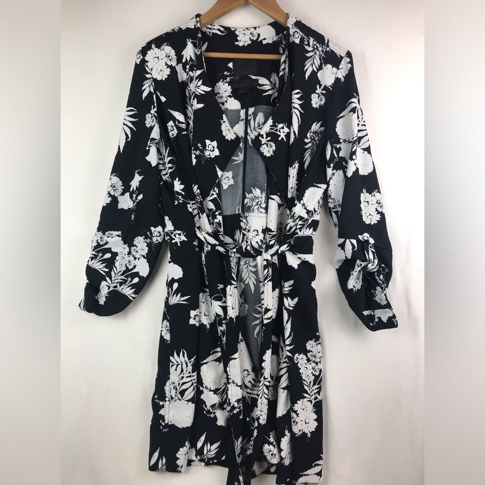 Maison Cinqcent 500 Floral Belted Convertible Trench Duster Dress, L